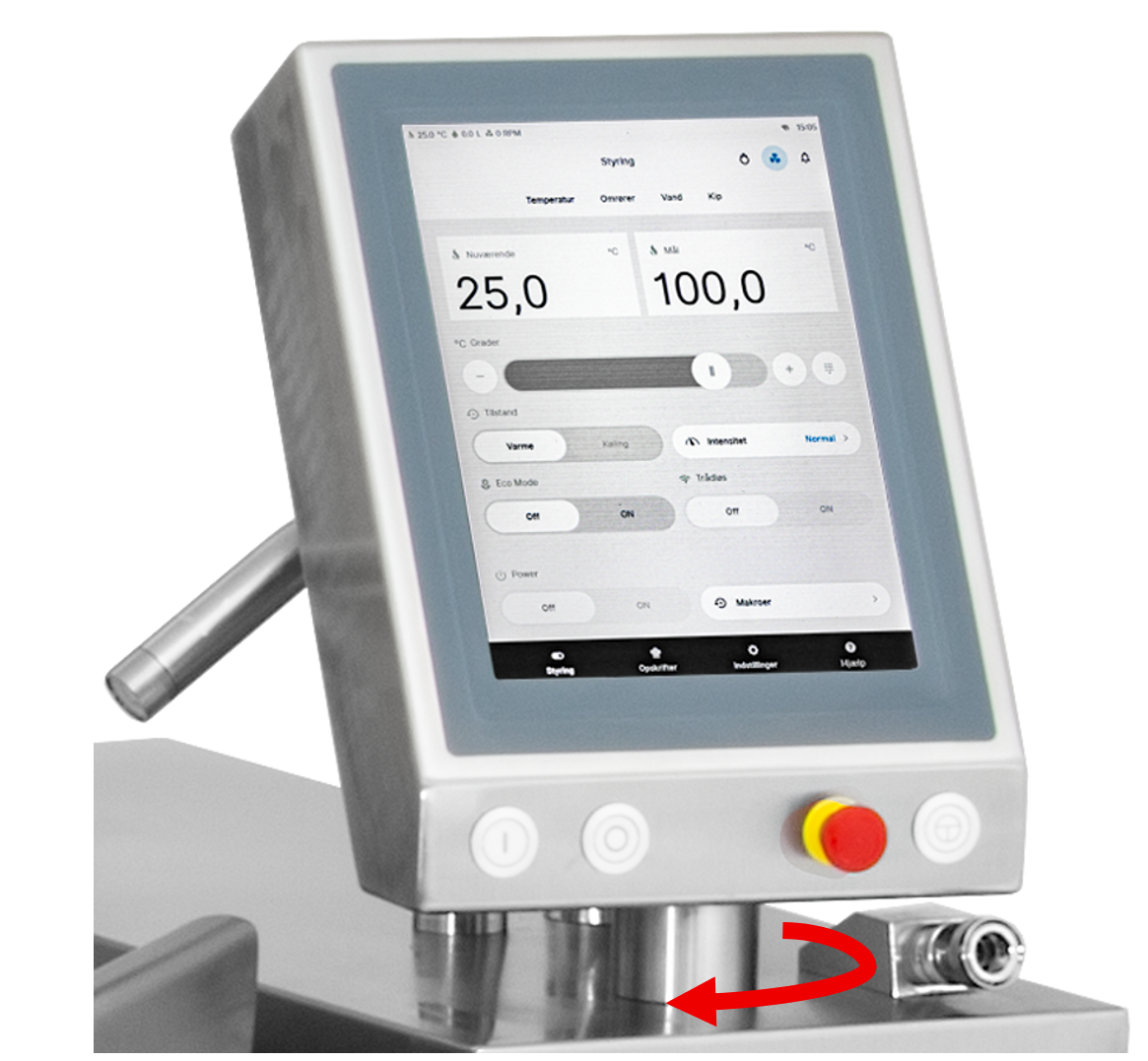 Adjustable controlbox with touch panel