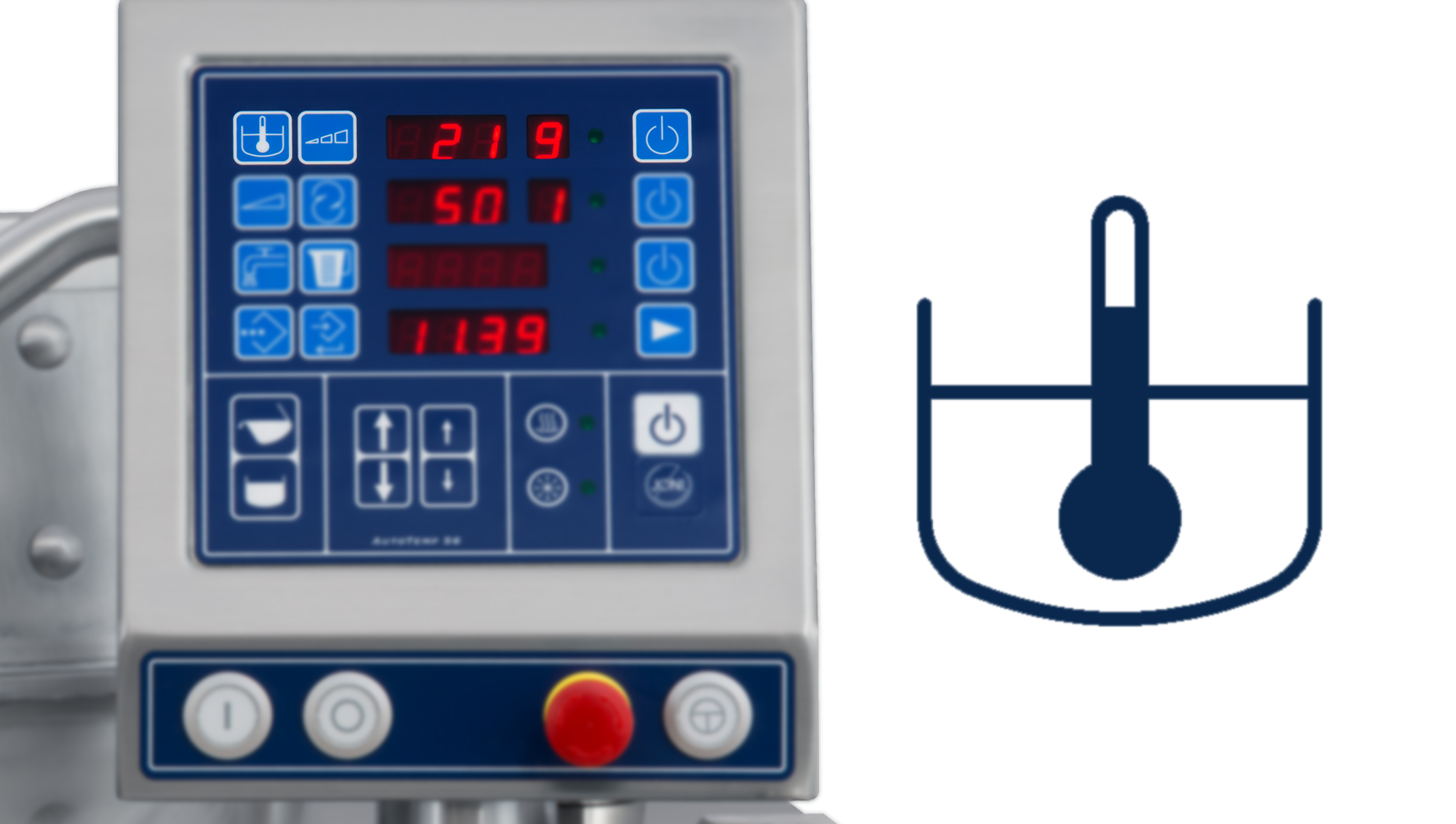 Temperature control by the food temperature and heating steps