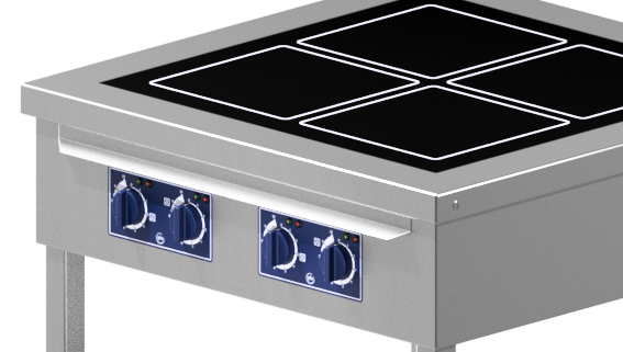 31x31 cm, 5 kW, kvadratisk fladedækkende induktion